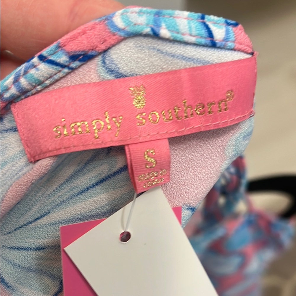 Pink and Blue Shell Print Dress - Picture 7 of 7